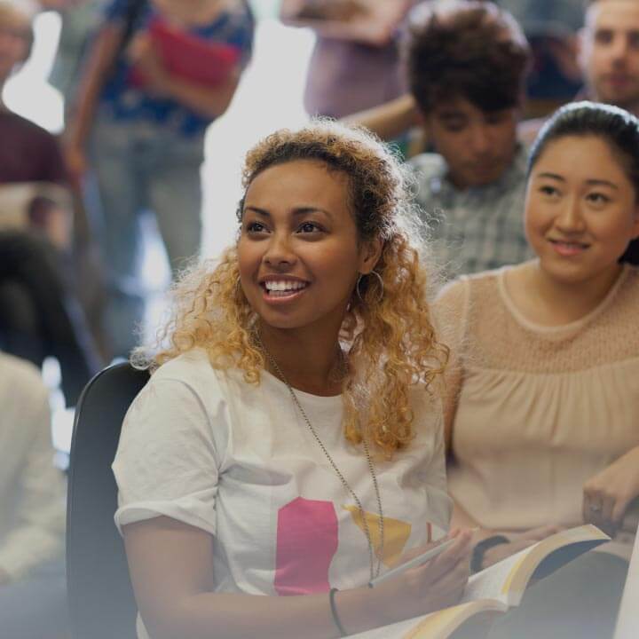 A view of the audience at a lively workplace event